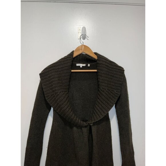 Vince Green Ribbed Knit Alpaca Wool Cashmere Open Front Cardigan Women's XS - Picture 4 of 10